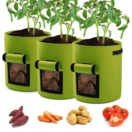 Kraftige Kartoffeldyrkningssække i Stof, Tykt Stof 10 Gallon Plantesække med Håndtag og Høstvindue for Sund Rodudvikling og Nem Høst