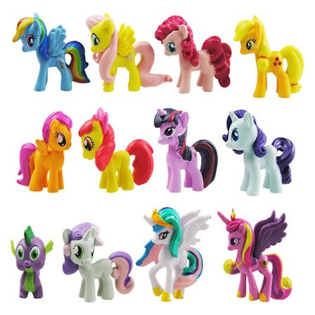 12 stk My Little Pony Figurer Leke Kake Topper Mini Unicorn Barn Jente Bursdagsfest Dekorasjon