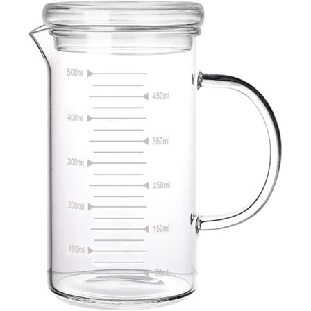 500 ml glasmätkopp (med glaslock) transparent mätkopp