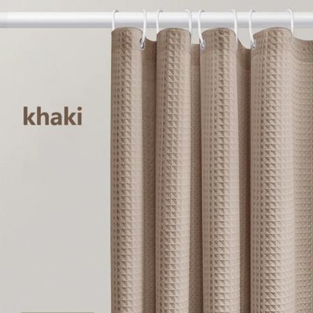 Förtjockad våffla enfärgad duschdraperi, icke-porös dubbelsidig vattentät och mögelskuggning Lämplig för toalett, badrum Khaki 120X200cm