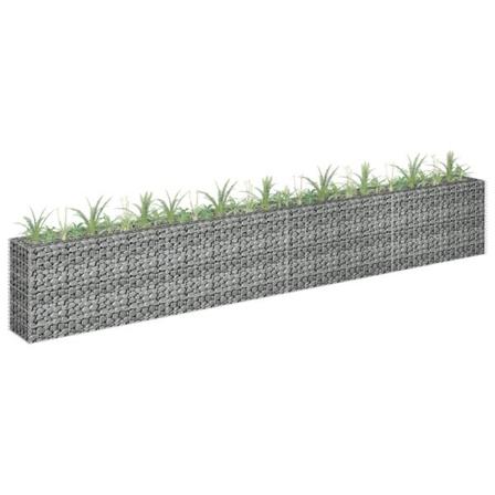 vidaXL Planteringsgabion upphöjd galvaniserat stål 360x30x60 cm Silver