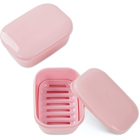 Reseskålstvålbehållare, 2-pack bärbar tvålhållare med lock