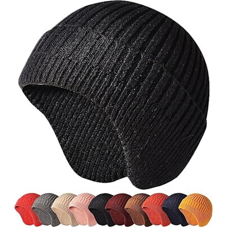 Strikkede huehatte vinterhatte ørevarmere til mænd kvinder børn varm slouchy