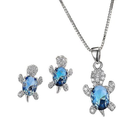 Sköldpaddsörhängen Halsband Kvinnor Smyckesset Rhinestone Örhängen Halsband Present