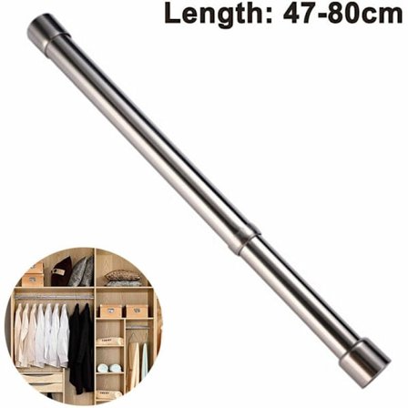 Skjutdörrsgarderob, klädstång i rostfritt stål, garderobsstång för garderob, dusch, balkong