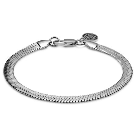 Essentials | 6 mm Silver-Tone Herringbone Chain Bracelet for Men - Steel bracelets