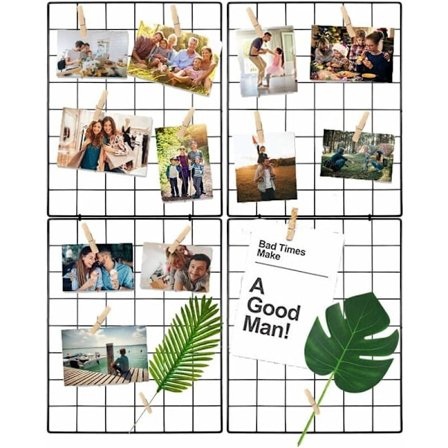 Gittervæg Billedramme Fotoholder Dekor, Væg Hylde Foto Clip Memo Board Ramme Vægdekoration til Fotoophæng Memos Kunstværker KLB