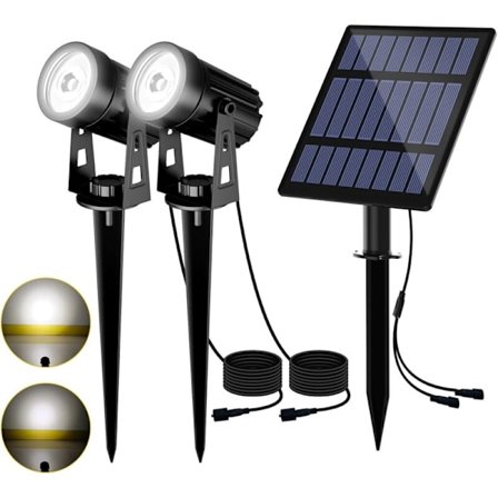 2 I 1 Utomhus Solar Spotlight Utomhus Solar Lampa 2 Belysningslägen IP65 Vattentät Solar Trädgårdslampa, 3 Meter Kabel, Solar Utomhusbelysning för 