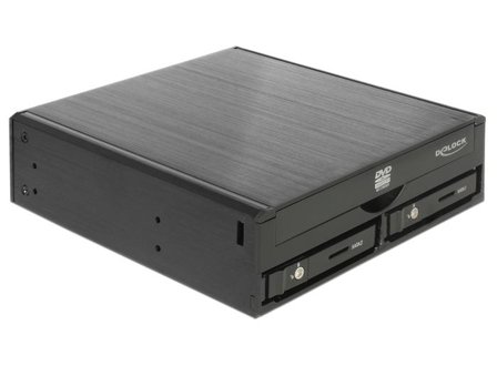 Delock 5.25" Mobile Rack for 1 x 5.25" Slim Drive + 2 x 2.5" SATA HDD / SSD - lagringsdrevhylse