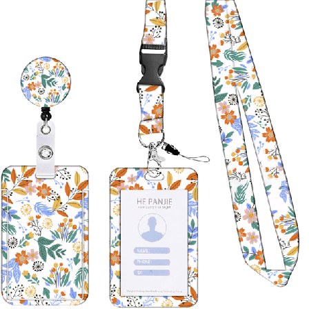 Personlig Trykt Lanyard Halskæde, Badgeholder med Tilbagetrækbart Lanyard og ID-Kortholder, til Kontor, Nøgler, Mobiltelefon, Beskyt Bankkort