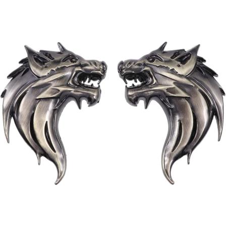 2 stk 3D bilklistremerker i metall ulvehode bilklistremerker lastebillogo klistremerker
