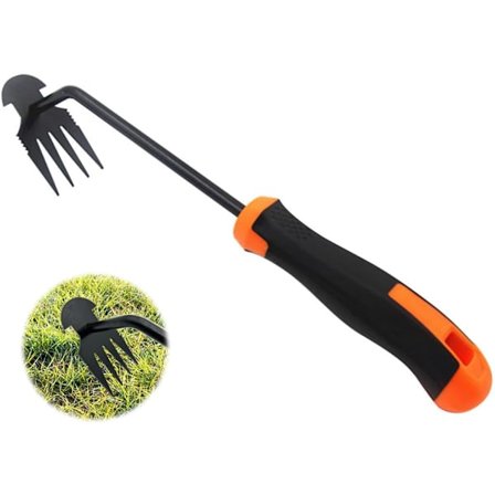 1 stk. hagerensker manuell lukeverktøy hagerensing manuell luking hageverktøy hage gårdsplen jord gummihåndtak svart