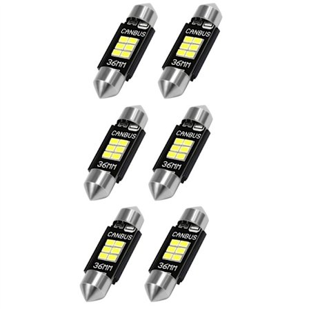 6x LED-lampor Canbus 3020 Chipset Lumens 400 Extreme för bilens innerbelysning Kupé Registreringsskylt Festoon 36mm DE3175 6428 Vit