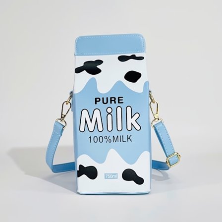 Mote melkekartongformet crossbody-veske for kvinner med justerbar stropp og glidelåslukking, avslappet pendler-skulderveske for reise ...