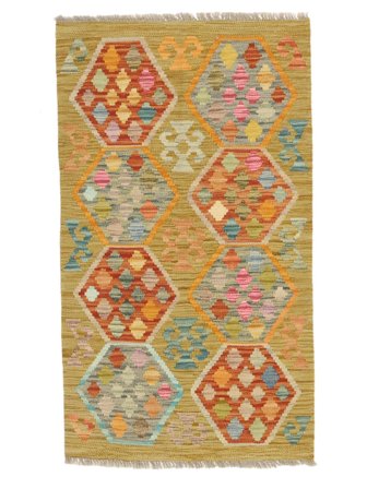 Oriental Kilim Afghan Old Style Rug 75X127 Brown/Orange Wool, Afghanistan