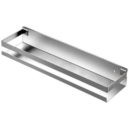 Vægmonteret krydderihylde, køkkenopbevaringshylde i rustfrit stål, hængende opbevaringshylde, krydderiholder i børstet stål (hvid 50 cm)[mo]