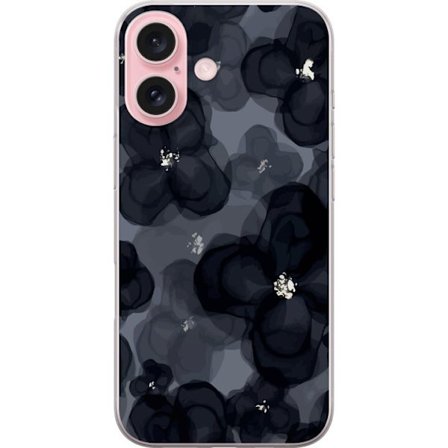 Yhteensopiva Puhelinkuori Apple Apple iPhone 16 Abstrakti tummanvärisellä kukkakuviolla, jossa on elegantti ja dramaattinen tunnelma