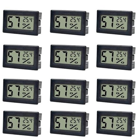 Mini Digitaalinen Lämpömittari & Hygrometri – 12 kpl, Sisälämpötilan ja Kosteuden Mittari °C kotiin, kasvihuoneeseen ja purkkeihin_TF_TF