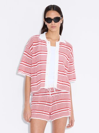 Holzweiler Kelp Striped Shirt - Red Stripe - Women's - XXS