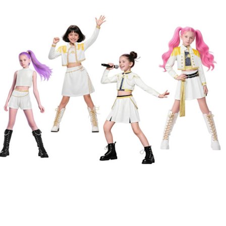 Xib- 2025 Demon Hunter K-Pop -asu Halloween Lasten Cosplay Valkoinen C (Takki, alusvaatteet, hame)