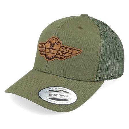 Born To Ride - Green trucker Czapka Z Daszkiem - Free Soul Biker Patch Buck Green Trucker @ Hatstore
