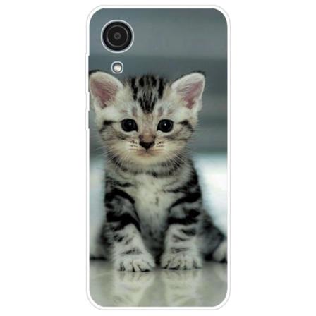 Deco Samsung Galaxy A03 Core Suojakotelo - Cute Kissa Silver grey