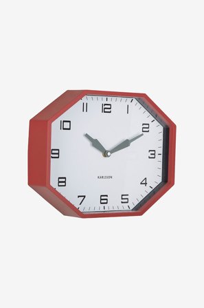 Karlsson - Väggklocka Modern Factory Octagon - Röd - Väggklockor & bordsur - Från Homeroom