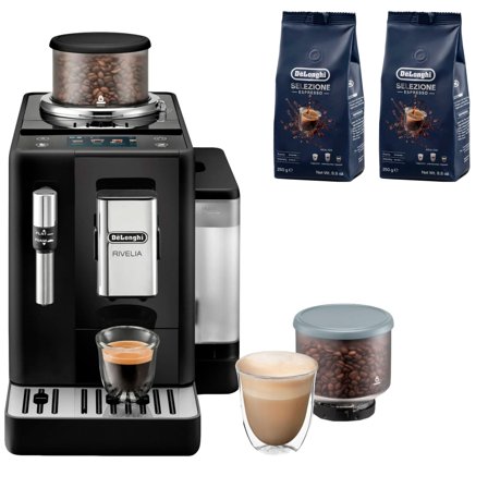 Delonghi Rivelia Automaattinen kahvikone & 2 kpl kahvipapuja DLSC600