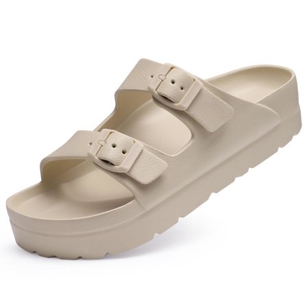 Plattformsandaler for kvinner med støtte for fotbuen, tykke lette slip-on-sandaler i skum, justerbar spenne (38-39)