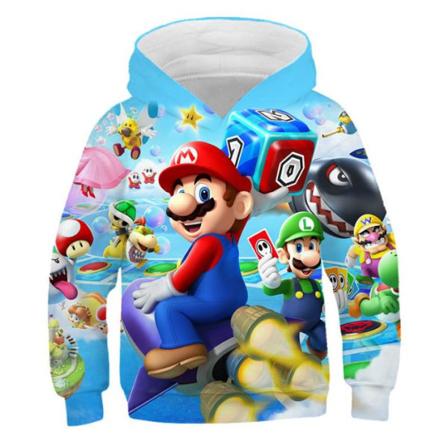 Super Mario Bros 3d Print Kids Hoodie Jacka med dragkedja Cartoon Hooded E 160cm