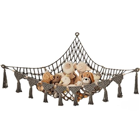 Boho Macramé Net/Hængekøje/Hængemåtte til udstoppede dyr - Legetøjsopbevaring af udstoppede dyr_TF_TF