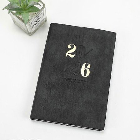 Daily Planner 2026 Notebook: A5 PU Weekly Monthly Planner With Tabs Calendar Yearly Time Management Memo Notepad Thick Paper Black