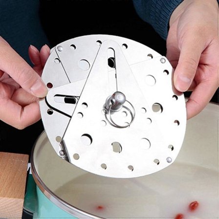 Säädettävä ruostumattomasta teräksestä valmistettu tippaläppä, joka estää ylivuodon höyryteline