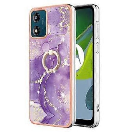 YB IMD Series-10 Til Motorola Moto E13 4G Blødt TPU Telefon Cover IMD Marmor Bagside Cover med Støttefod (Style F)
