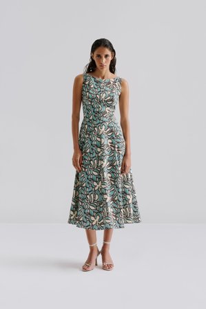 Malina - Xenia Midi Dress - 46 - Ocean Corals