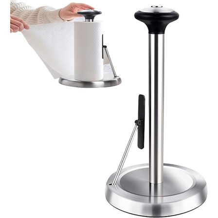 1 Stk Køkkenrulleholder (Sort), Rustfrit Stål Vertikal Papir