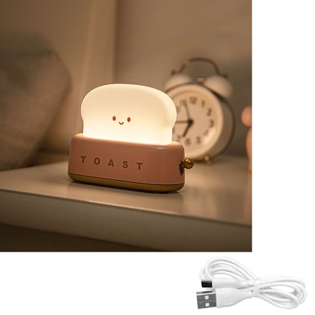 1 stk. Rød natlampe til børn, silikone senglampe, USB genopladelig, lysstyrkejustering ved klik og kan indstilles til børns nattelys, B