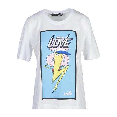 Love Moschino, T-Shirt Wit, Dames, Maat:S