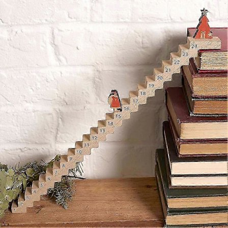 Sjov Julemands Trappe Nedtællingskalender Rejsende Rudolf Julekalender Retro Træbords Ornamenter