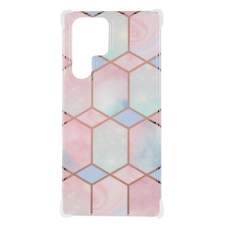 Marble Samsung Galaxy S22 Ultra Etui - Hexagonal Fargerik Tile