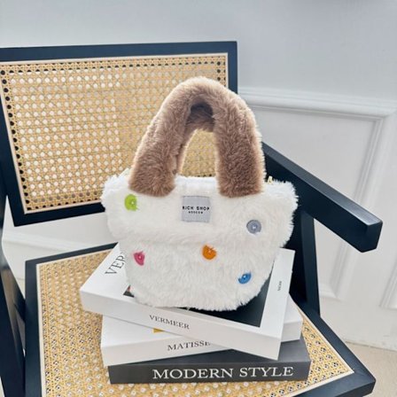 Fluffy Crossbody Taske Håndtaske HVID