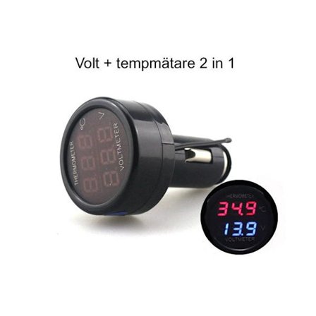 Voltmätare + Temp 4-30v DC bil båt husbil husvagn