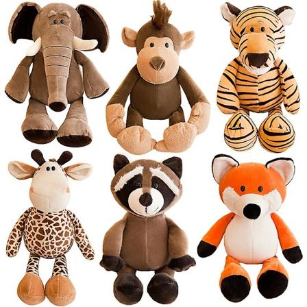 25cm tecknade söta plyschdjur mjuka plyschleksaker elefant apa tvättbjörn räv lejon tiger plyschdjur dockor för barn presenter Style 2
