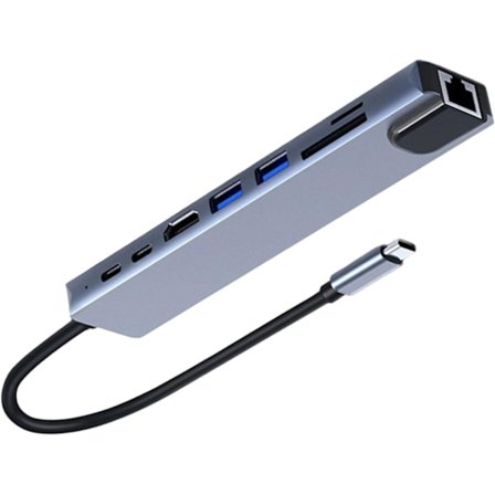8-i-1 dockningsstation, höghastighetsdataöverföring, 4k videoutgångsadapter, USB C-hubb för bärbar dator, multiport USB C-adapter, 5 Gbps 