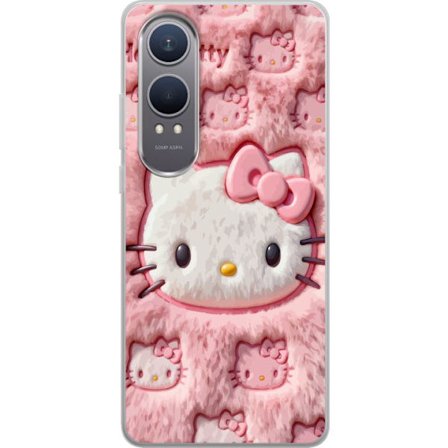 Yhteensopiva Puhelinkuori OnePlus Nord CE4 Lite Hello Kitty vaaleanpunainen pörröinen tausta, jossa on ikoninen kasvot ja kawaii-esteettisyys