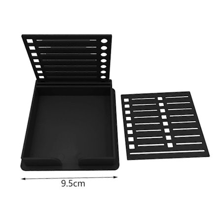 Hållare för självhäftande lappar med stencil, mall för självhäftande lappar för kontor, skrivbord, hem, svart