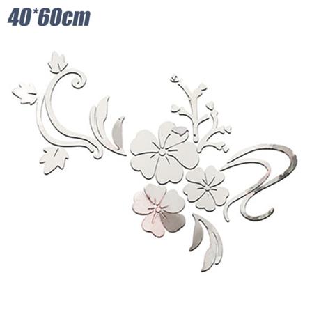 3D-spegelblomma avtagbar väggdekal Silver