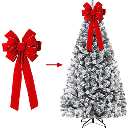 Röda Bågar Juldekorationer Stor Trådad Sammetbåge med Gyllene Kant