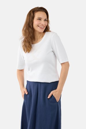 SIGNATURE - Kortærmet T-shirt - Hvid - Perledetalje