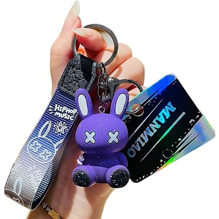 Män Kvinnor Pojke Flicka Söt Nyckelring Färg Kanin Kreativ Vävd Rep Harts Djurhänge Metall Present Par Bil Nyckelring